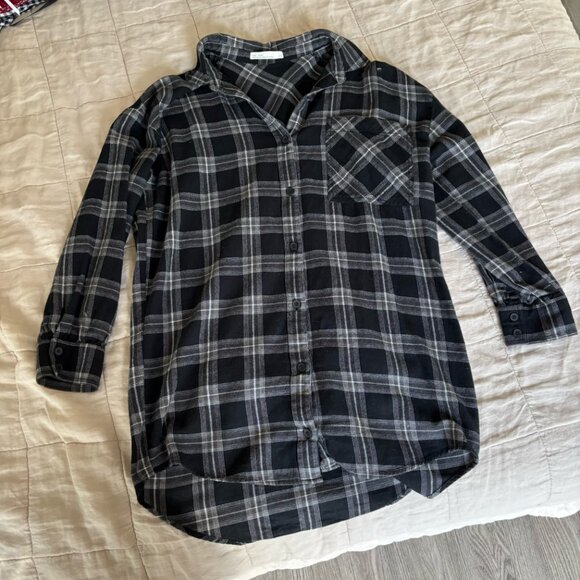 Oak + Fort Plaid Shirt Dress in black - Picture 2 of 3